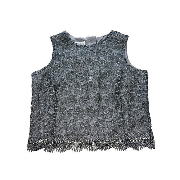 Talbots Tops - VTG 80s Talbots Shiny Lace Top Size 12 Petite Formal Fancy Button Back